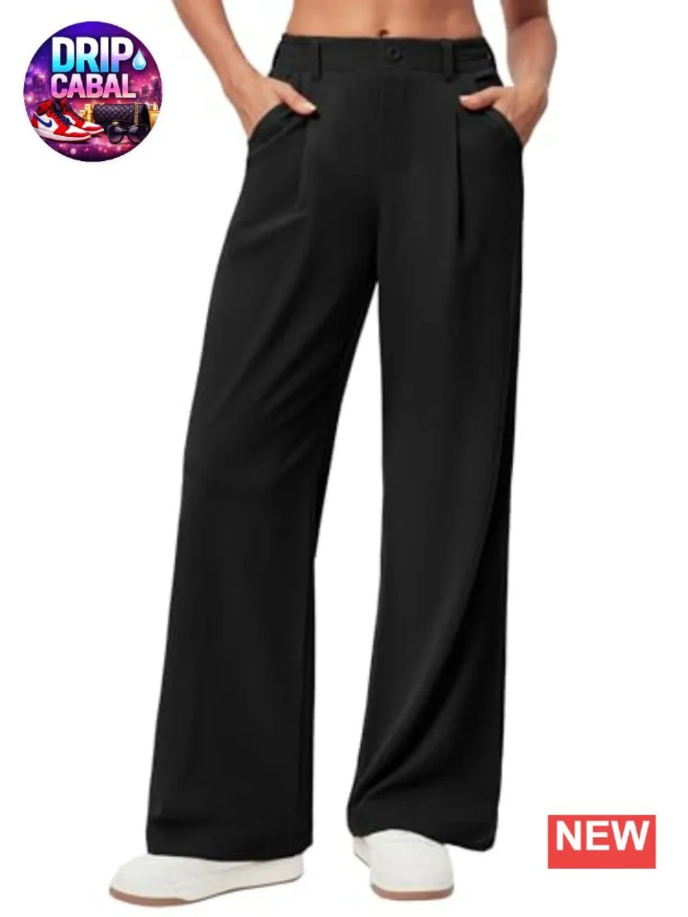 Wide Leg Waffle Stretch Dress Pants High Rise Pleated Casual Work Trousers